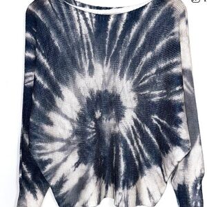 Anna Melan Italy Tie Dye Knit Dolman Sweater - Navy Blue and White